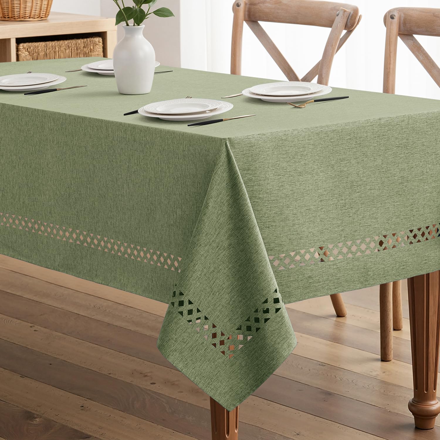 Amazon.com: MIULEE Sage Green Rectangle Linen Polyester Tablecloth